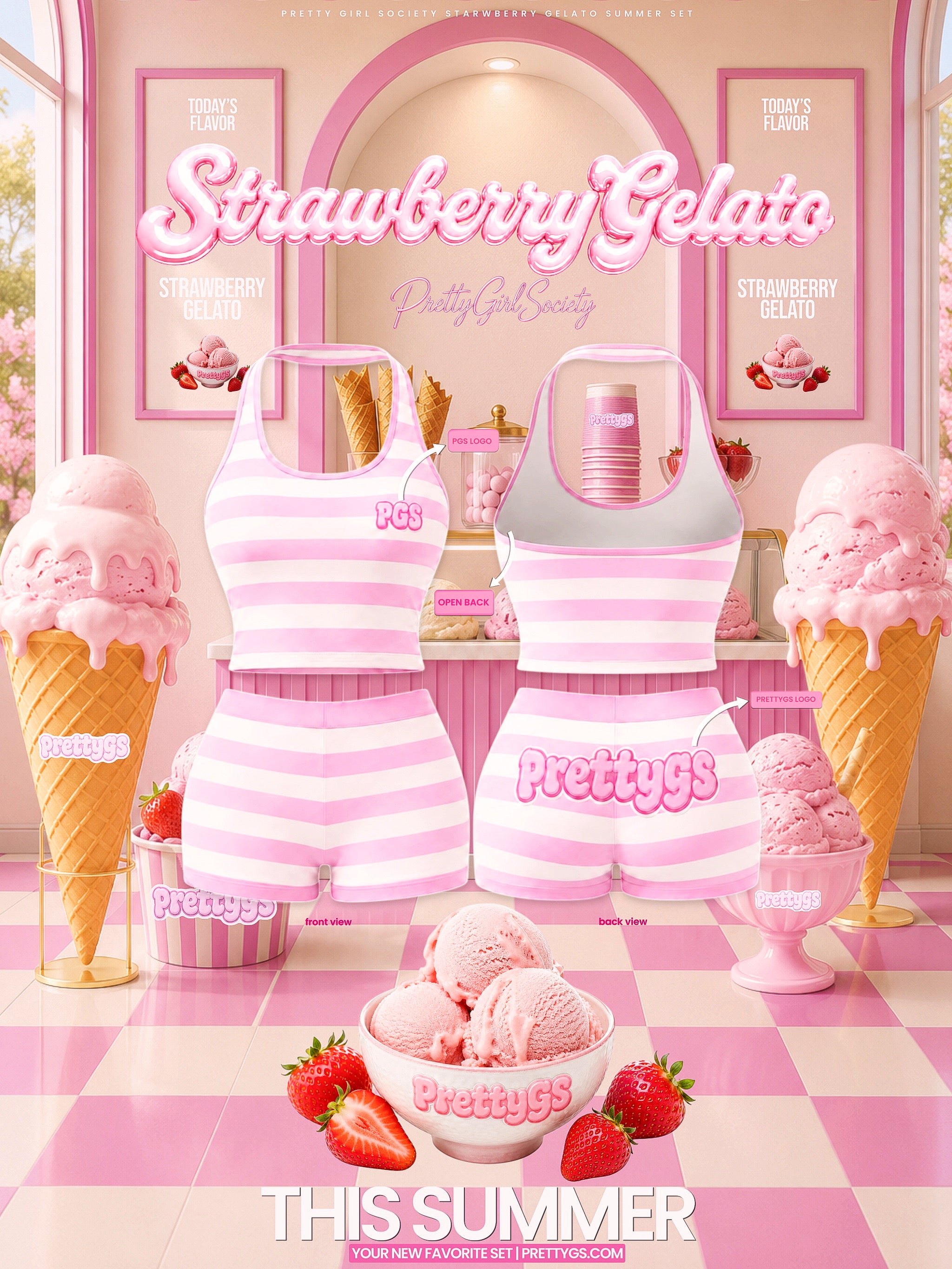 Strawberry Gelato 2 piece set 🍓🍨